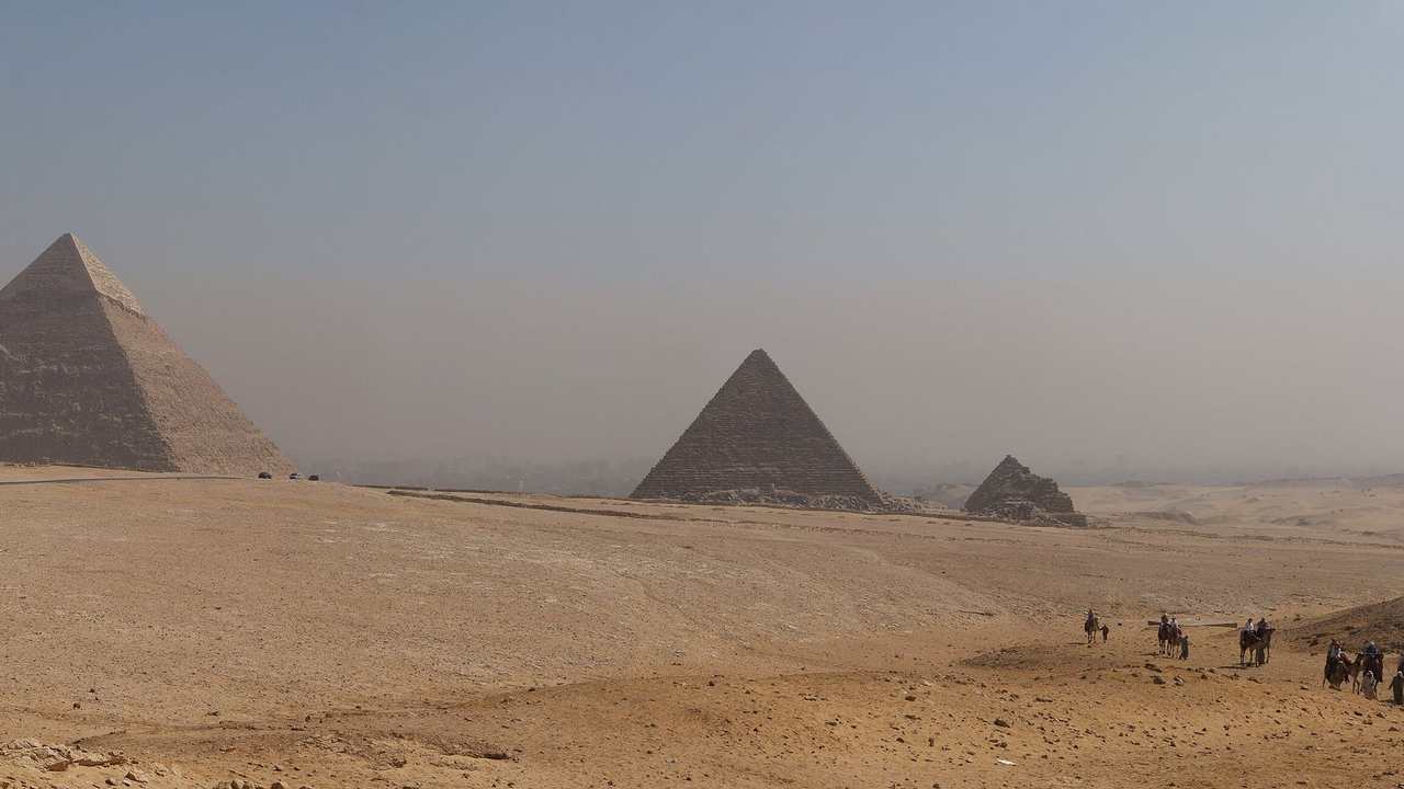 Panorama of all the pyramids of Giza, Egypt